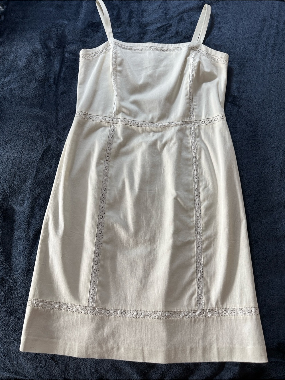 Ann Taylor LOFT Cream Strapless Sundress with Eyelet Trim